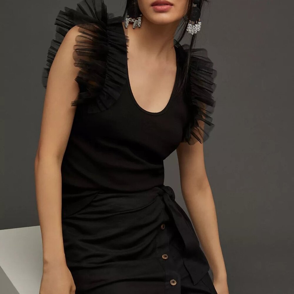 Never Worn Anthropologie Dolan Tulle Sleeve Tank Top | Size S